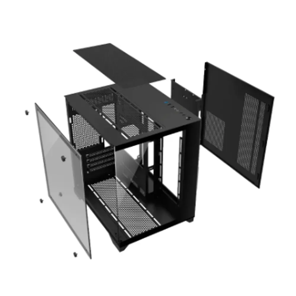 Gabinete Gamer Gb1790 Hayom 4 Fans Rgb Micro-atx Vidro Temp Cor Preto