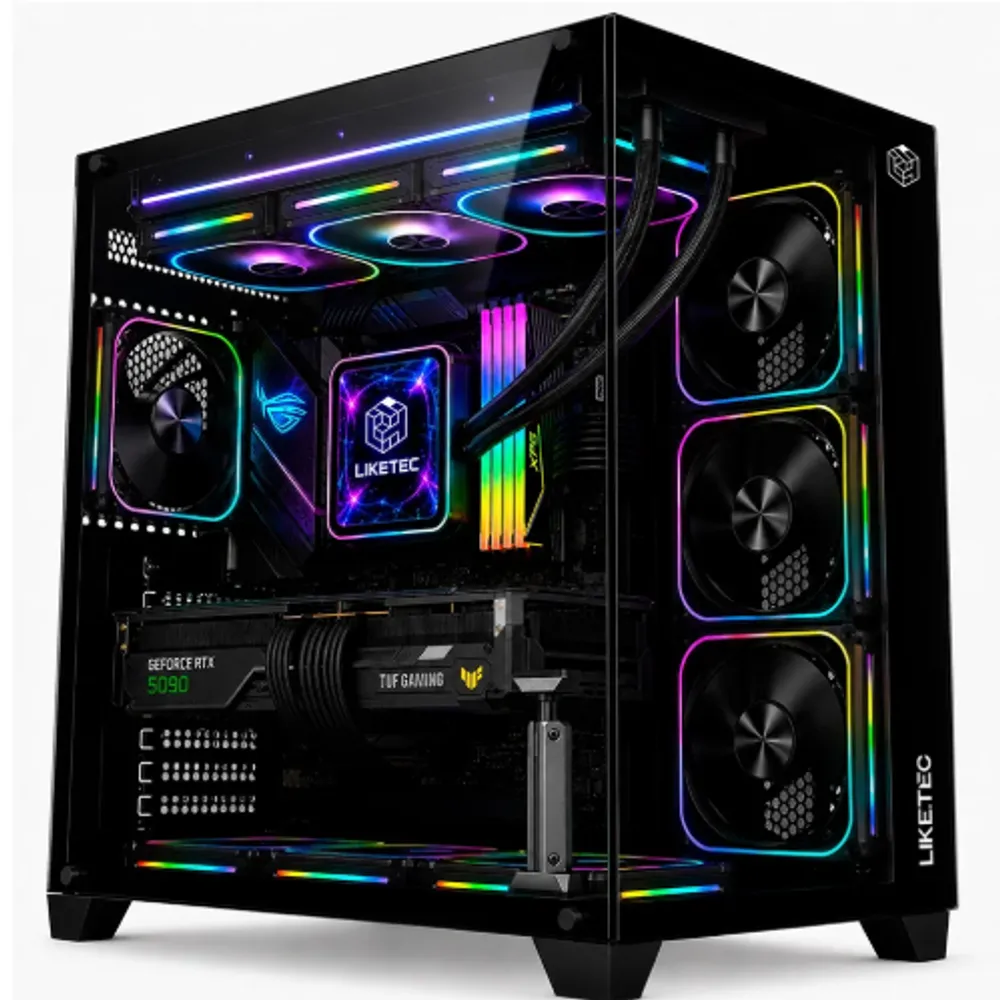 Gabinete Gamer Liketec Zeus V3, ATX, Frontal e Lateral em Vidro Temperado, Sem Fans, Preto - LC-KB-ZEUSV3-2025-1000