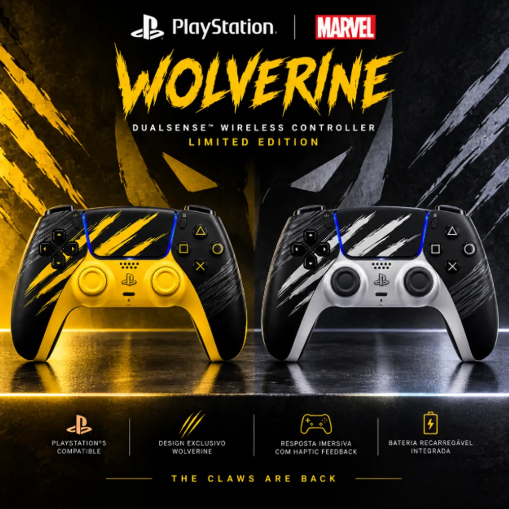 Controle Sem Fio DualSense – Edição Limitada Marvel’s Wolverine (KaBuM!)