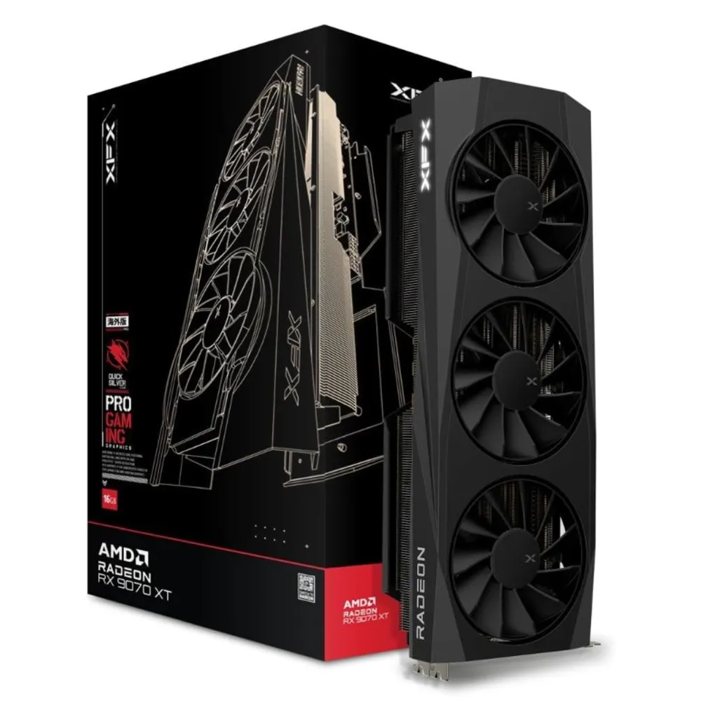 XFX Placa gráfica Quicksilver AMD Radeon RX 9070XT Gaming Edition 16GB GDDR6, preta