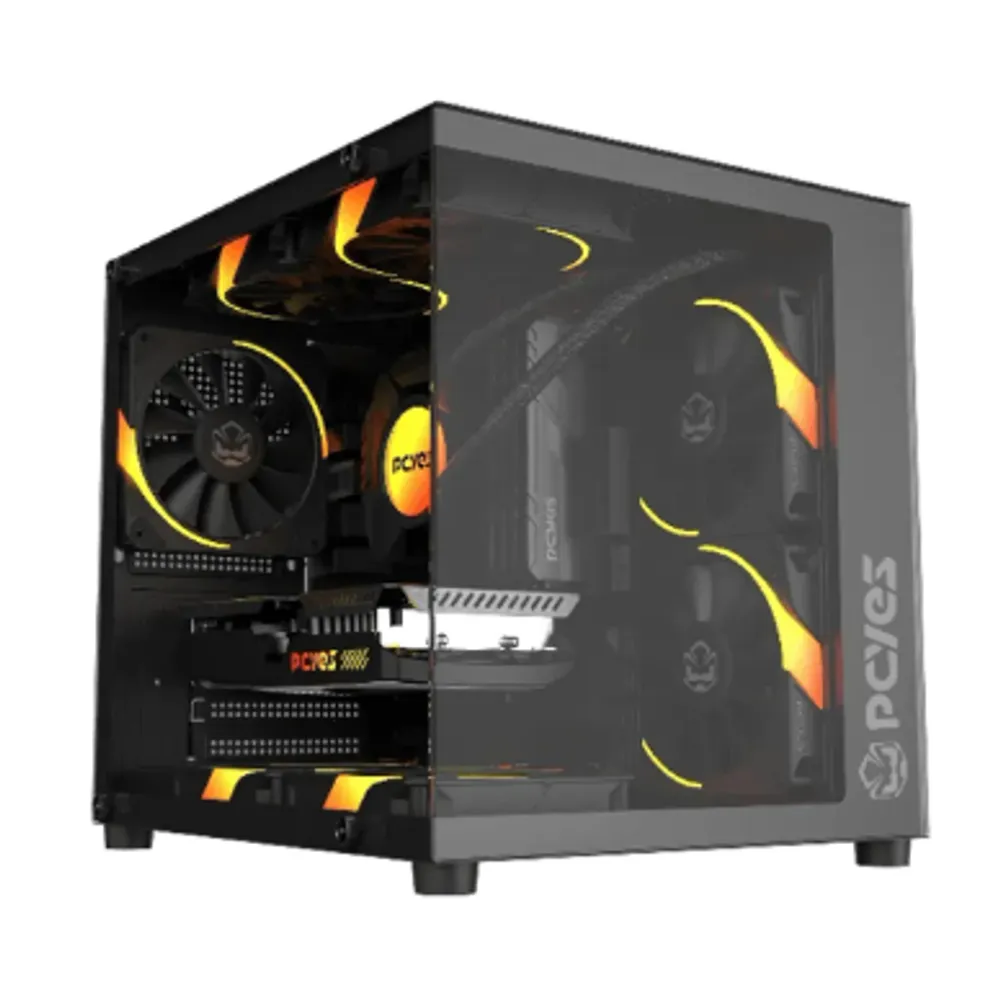 Gabinete Gamer Pcyes Forcefield Mini Black Vulcan - Gffmnbv