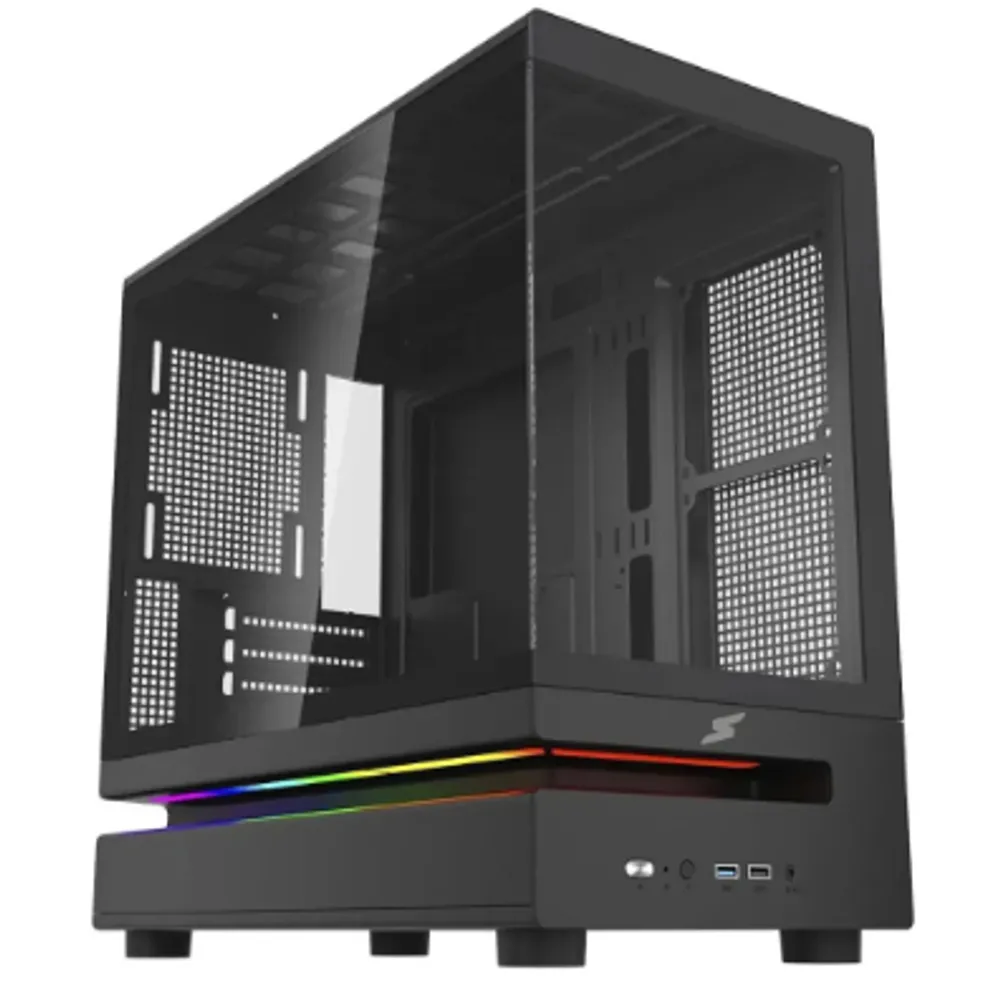 Gabinete Gamer Superframe Flow 500 Vidro M-atx Rgb Preto