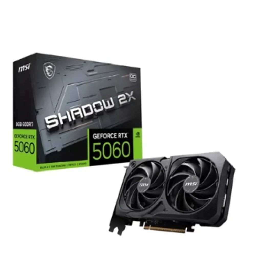 Placa de Vídeo NVIDIA GeForce MSI RTX5060 8GB GDDR7 128BITS SHADOW 2X OC - 912-V537-037