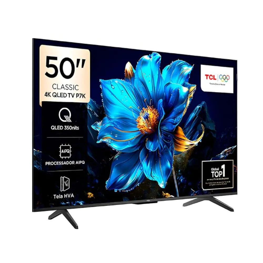 Smart TV TCL 50P7K 50" QLED 4K UHD Google TV com Dolby Vision, HDMI 2.1, Wi-Fi e Bluetooth – Preto
