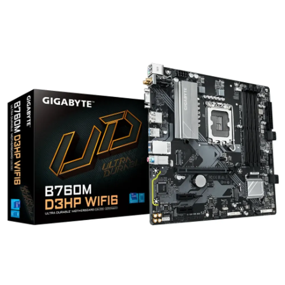 Placa Mãe Gigabyte B760M D3HP WIFI6, Intel, Micro ATX, DDR5, Wi-Fi 6, Bluetooth, Preto - 9MB76M3PW-00-G10