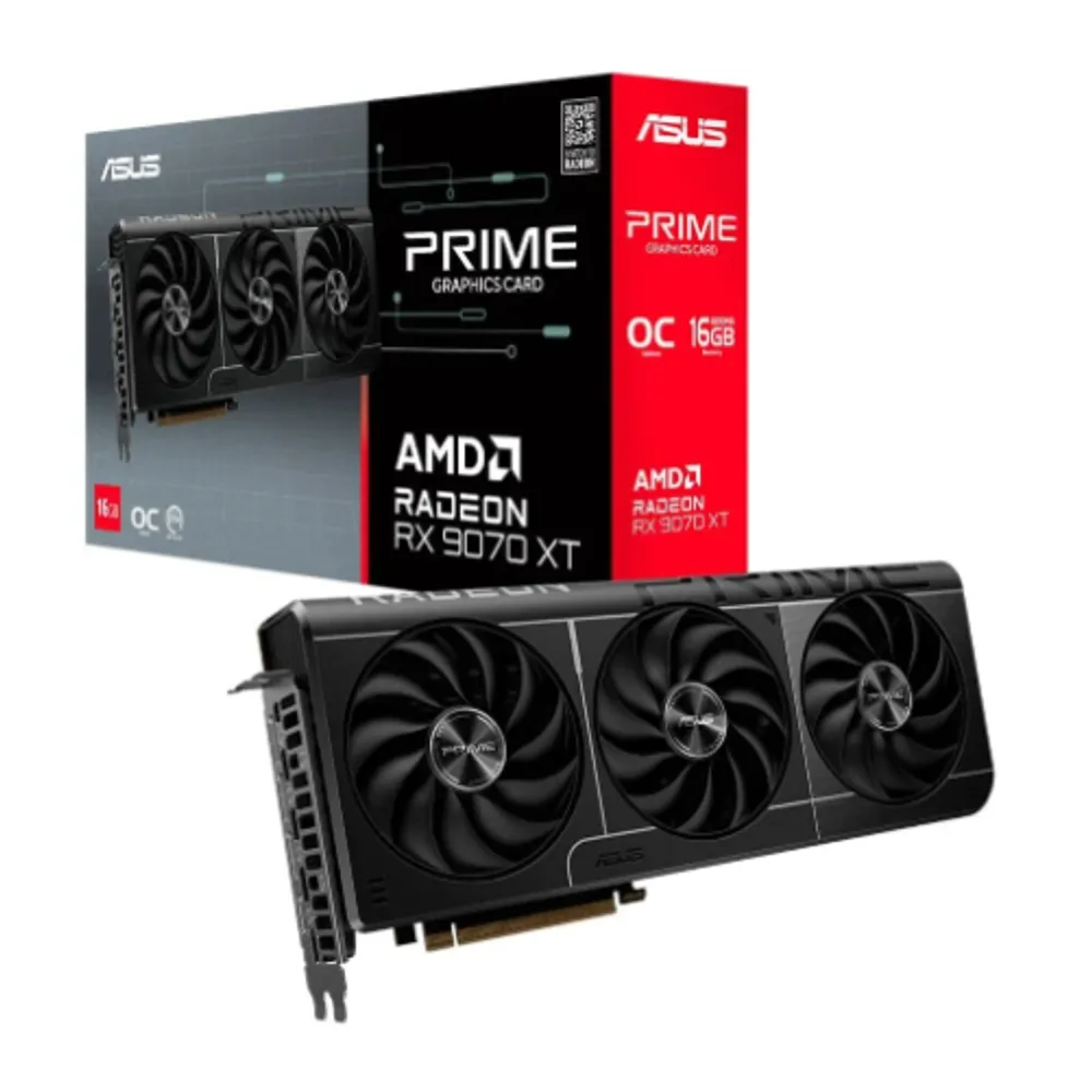 Placa de Vídeo ASUS PRIME RX 9070 XT O16G AMD Radeon, 16GB, GDDR6, Axial-tech, OpenGL 4.6 - 90YV0L71-M0NA00
