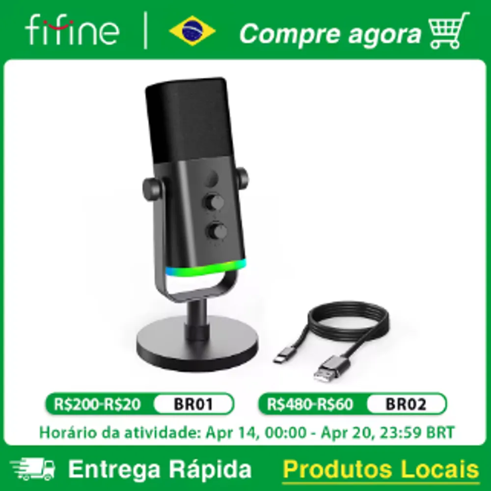 Microfone Dinâmico Fifine AM8 RGB link 2381 (BR)