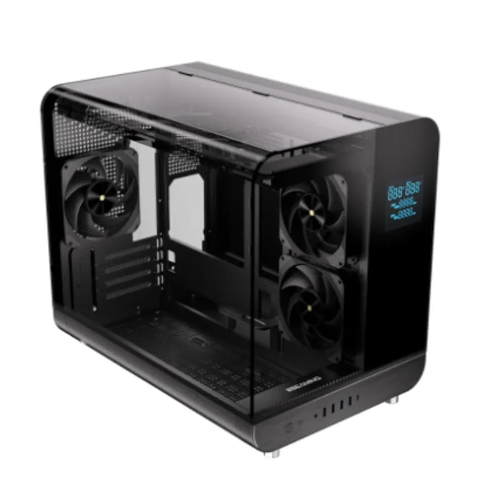 Gabinete Gamer Esgaming Aircredt 007, Mid Tower, M-ATX, Frontal e Lateral em Vidro Temperado, Sem Fans, Preto - Aircraft 007-BK