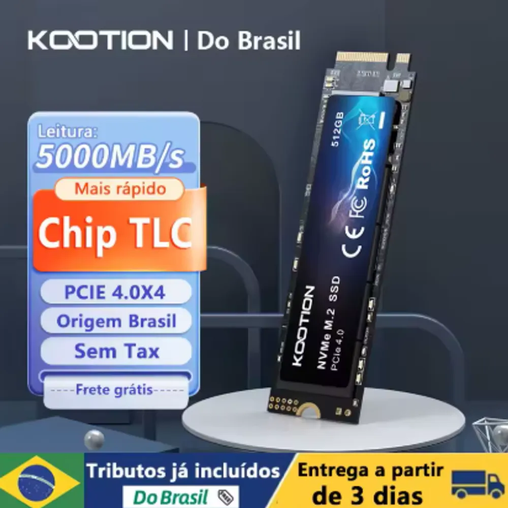 Ssd nvme Kootion Gen4 512GB 5000Mb/s link 9873 (BR)