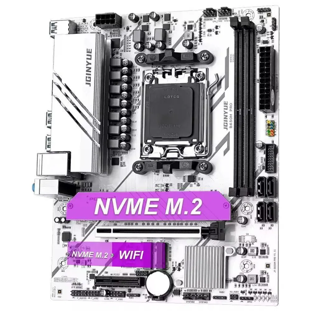 Placa Mãe B650M PRO White JGINYUE AM5 DDR5 LINK 3155