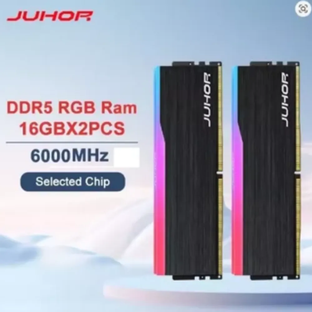 [COR PRETA COM RGB] Memória DDR5 32GB (2X16GB) KIT 6000 MHZ CHIP HYNIX CL38 1.25V