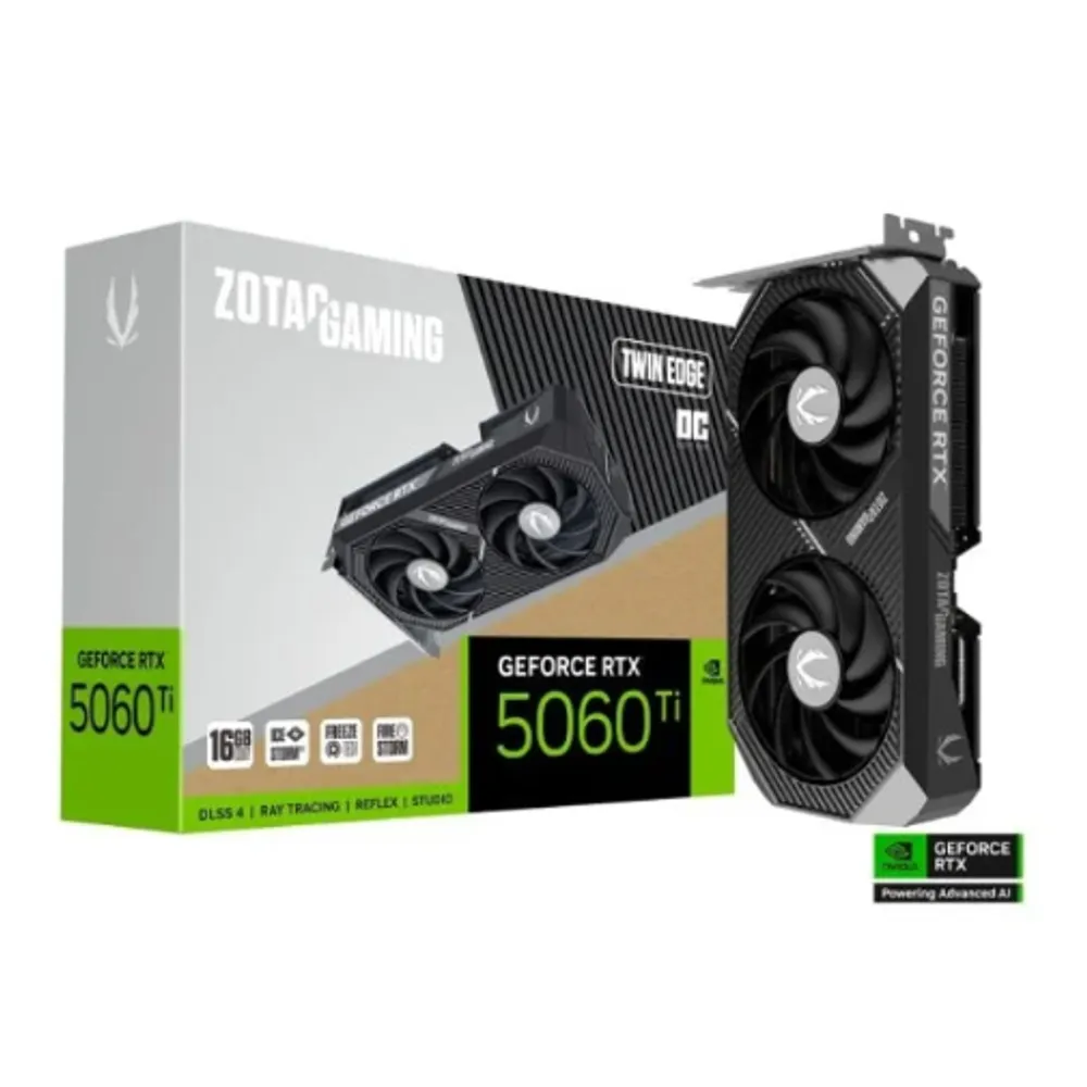 Placa De Video Zotac Gaming Geforce RTX 5060 Ti 16gb Twin Edge Oc Zt-b50620h-10m