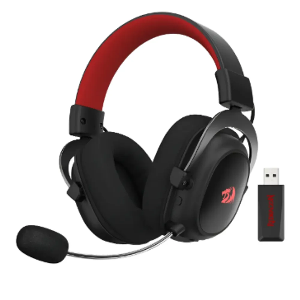 Fones de ouvido para jogos sem fio Redragon H510-PRO H510-PRO pretos com luz LED