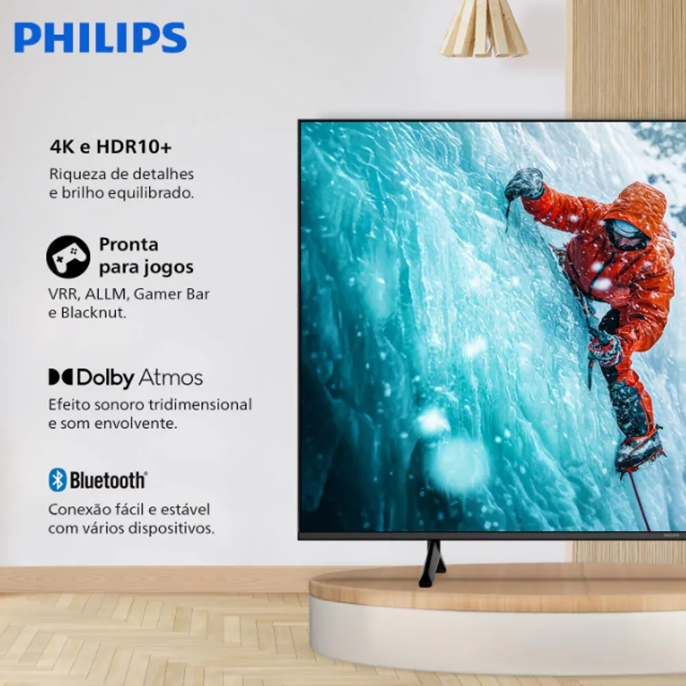 PHILIPS Smart TV, 50" 4K, 50PUG7300, Comando de Voz, Bluetooth, HDR, Dolby Atmos, HDMI, USB, Wi-Fi