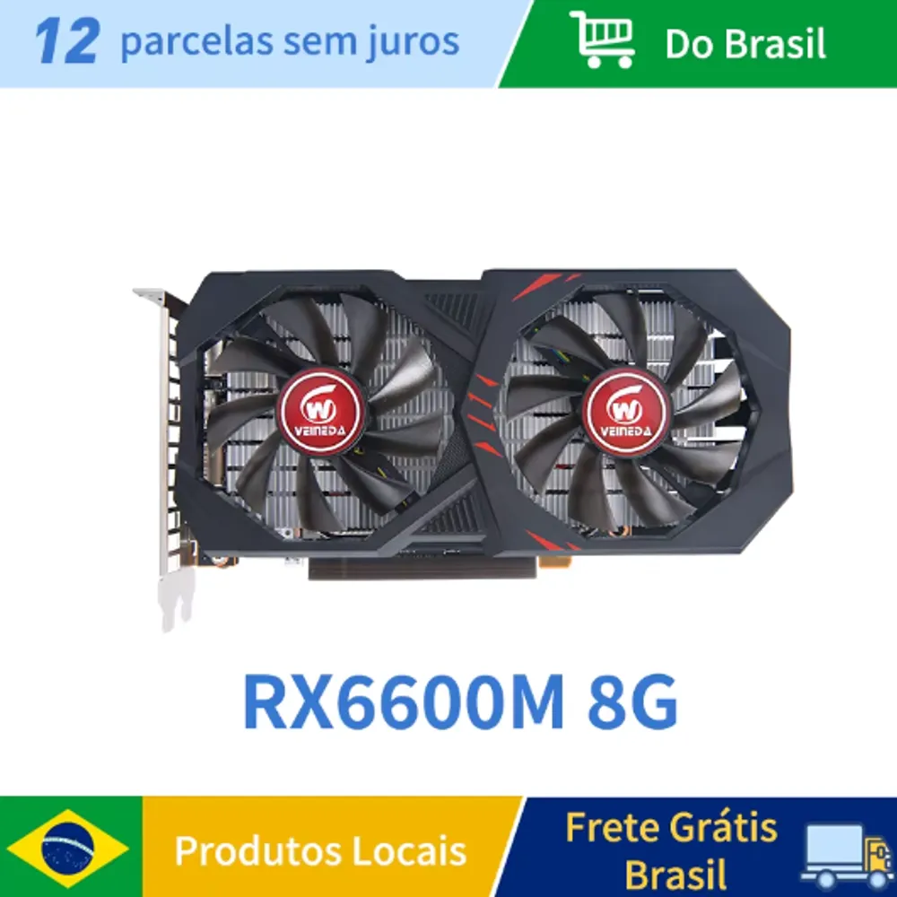 Veineda Graphics Cards RX6600M 8GB Graphics Cards GPU GDDR6 128-bit 14 Gbps 7nm Game Support Desktopplaca de video RX6600