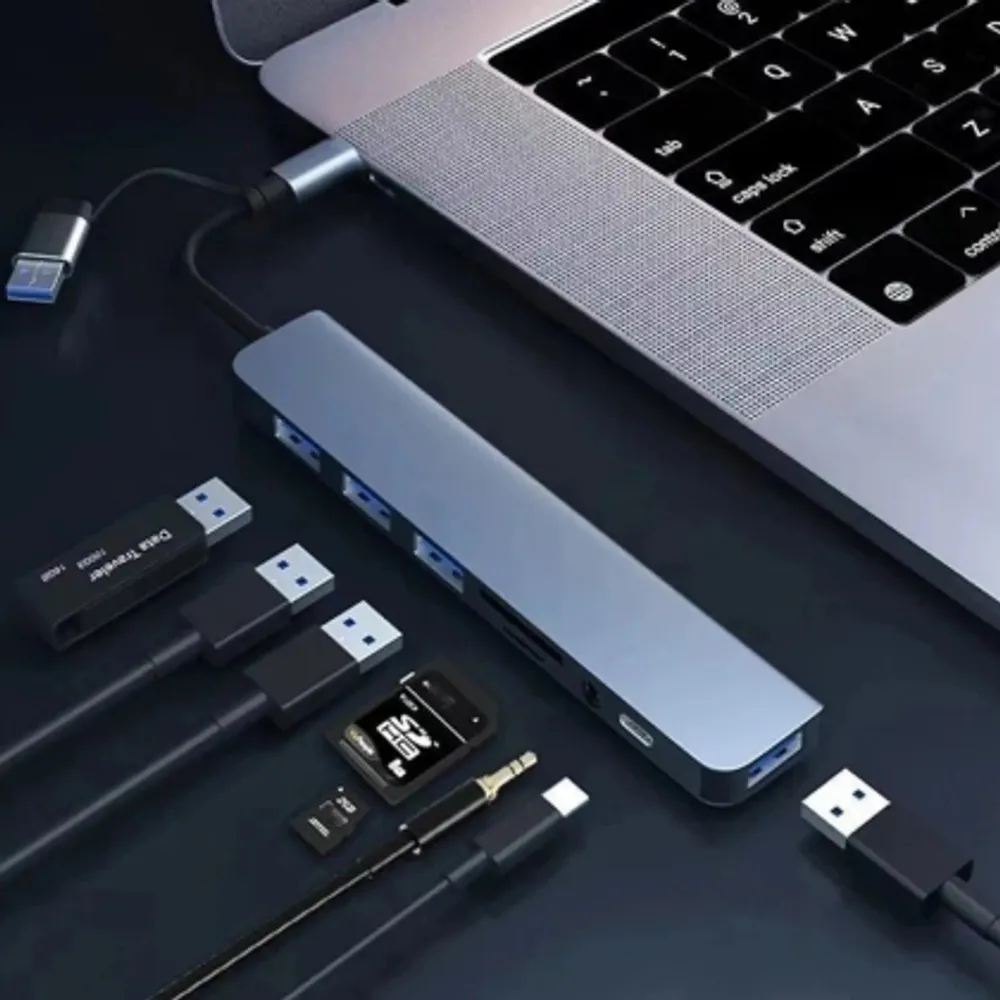 Hub USB Type C 8 Em 1 Com Leitor De Cartão Divisor 3.0 2.0 SD TF Docking Station BOMBOM