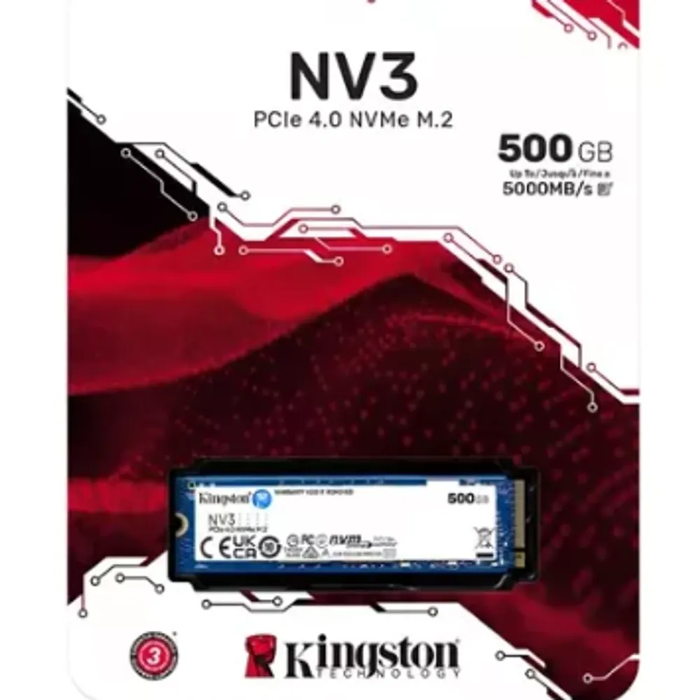 SSD Kingston NV3 500GB M2 2280 NVME PCIe 4.0 Gen 4x4 Ultra Rápido