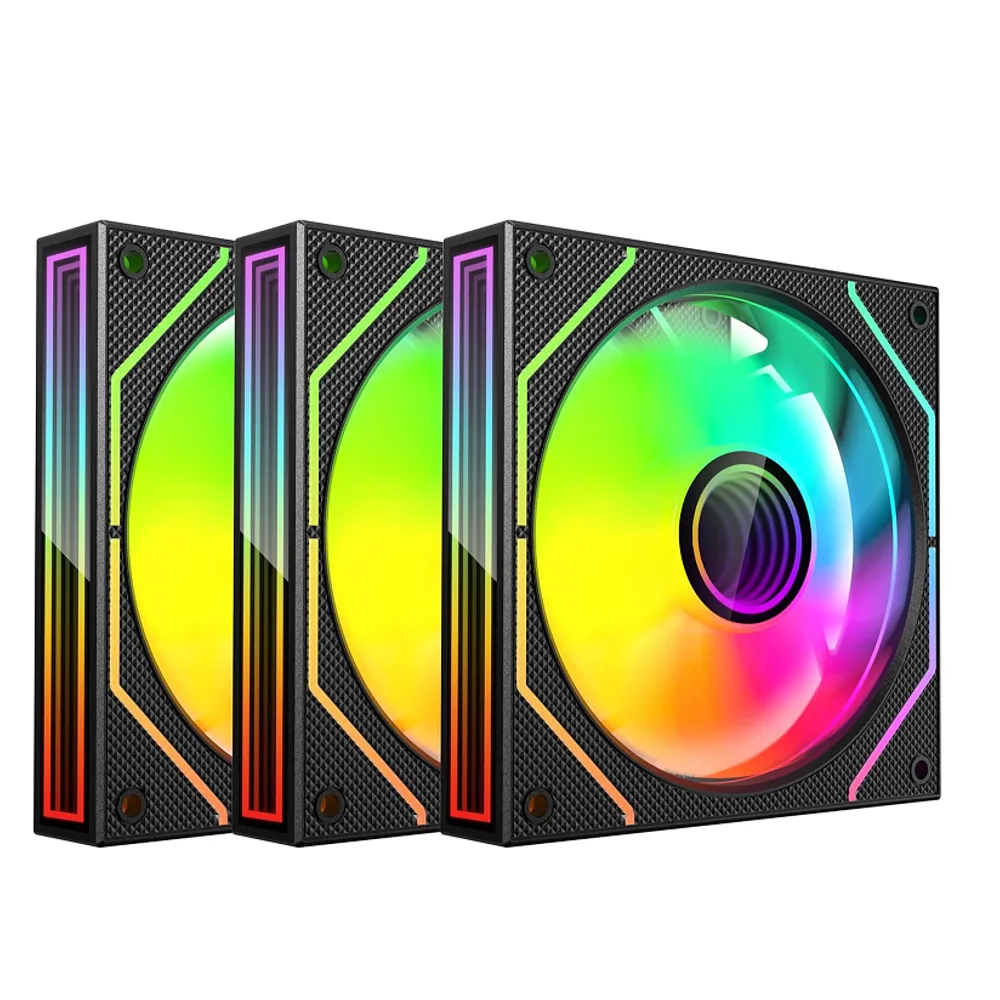 Kit Cooler Fan para Gabinete C3Tech Gaming F9-L660BKRGB Preto + Hub controlador de cooler fan com capacidade de 10 coolers, LED ARGB, controle remoto, 12 cm