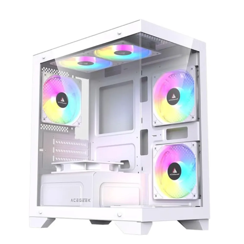 Gabinete Gamer Acegeek Rhythm | Mid-Tower | Lateral de Vidro | Branco | AG-RHYTHM-WH