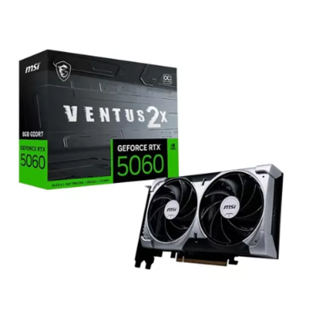 Placa de vídeo NVIDIA GeForce MSI RTX5060 8GB VENTUS 2X OC Blackwell - 912-V537-017