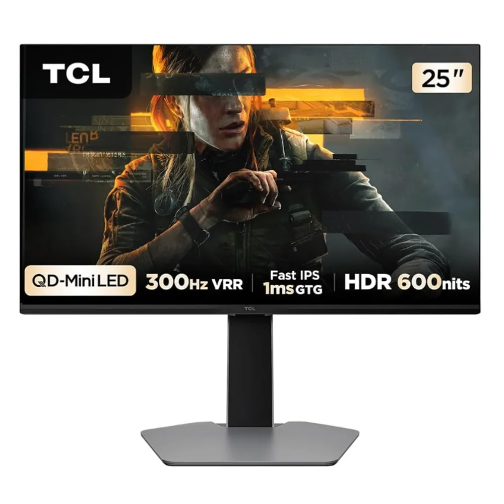 Monitor Gamer, TCL, 25 Polegadas, QD-Mini LED, 300Hz, 1ms (GtG), Freesync, HDR 600 nits, 25G64