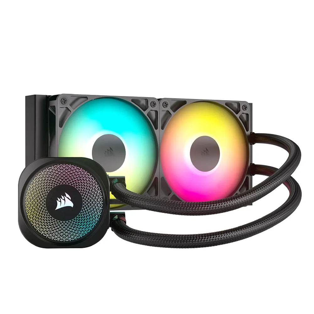 CORSAIR Cooler líquido para CPU Nautilus 240 RS ARGB – 240 mm AIO – Baixo ruído – Conexão direta da placa-mãe – Daisy-Chain – Intel LGA 1851/1700, AMD AM5/AM4 – 2X RS120 ARGB ventiladores incluídos –
