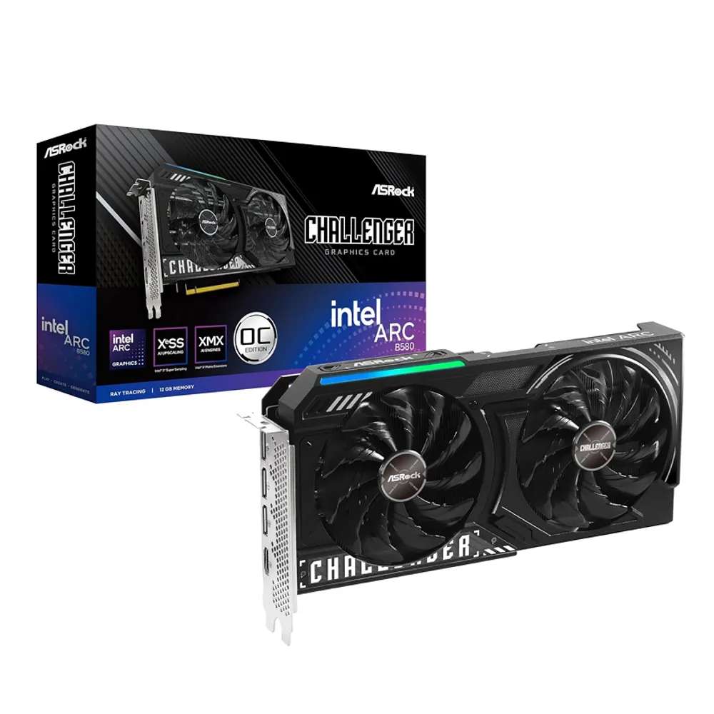 GPU ASROCK INTEL ARC B580 CHALLENGER 12G OC 192 BITS (B580 CL 12GO) 90-GA5LZZ-00UANF