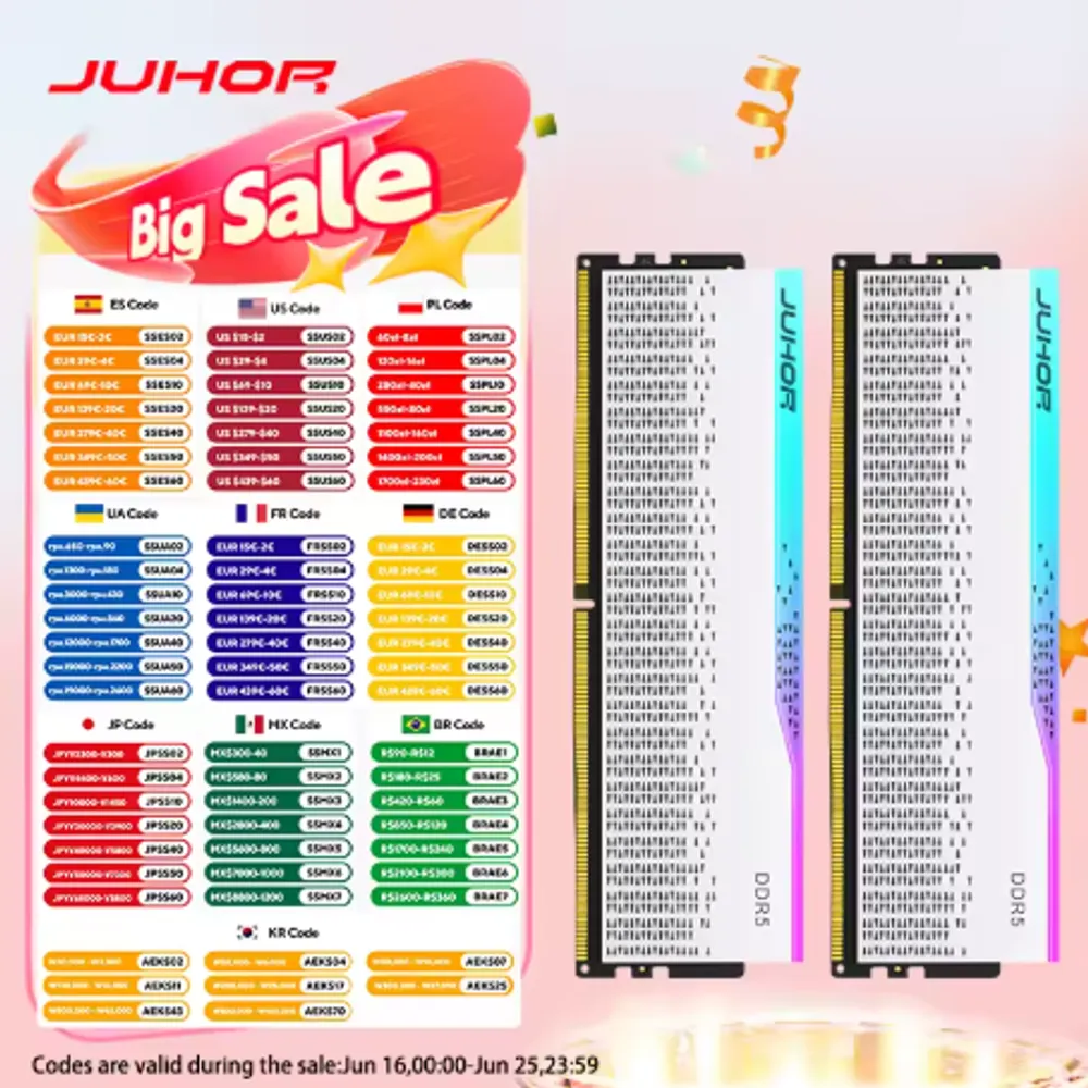 Memória JUHOR RGB DDR5 32GB (2x16) 6000MHz🔥 LINK 00248
