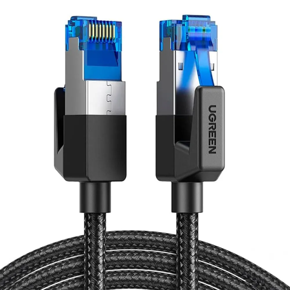 Cabo Rede RJ45 Cat8 F/FTP Macho 2M Preto Velocidade Extrema Internet Segura Estável Ideal para Streaming 4K Jogos Alta Performance Conexão Robusta Flexível