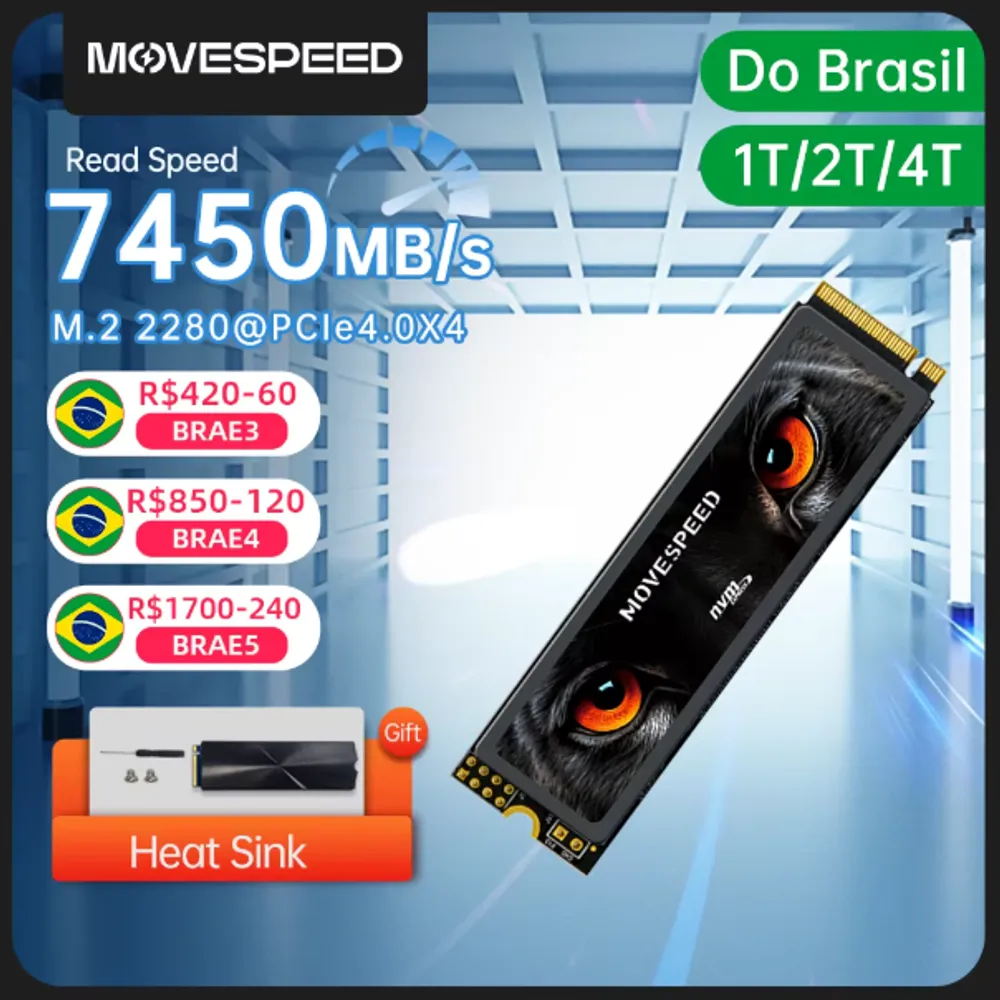 SSD NVME Movespeed 7450 mb/s  m.2 2280 1TB  4.0x4 2280  LINK 7881 (BR)