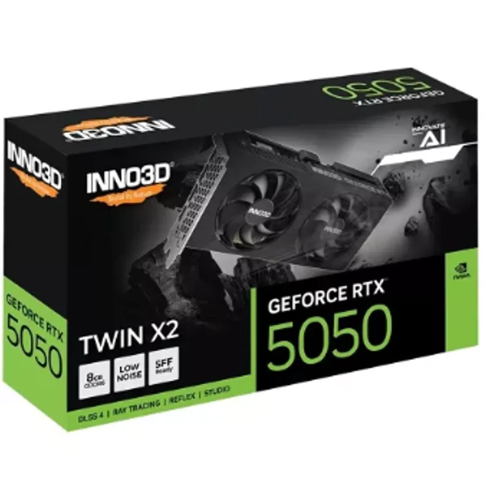 Placa de Vídeo NVIDIA GeForce INNO3D RTX5050 8GB Twin X2 128BITS DLSS 4 GDDR6 N50502-08D6-174071N