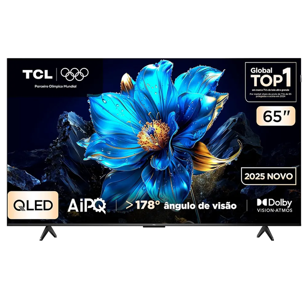 Smart TV TCL 65 Polegadas QLED 4K P7K WiFi Bluetooth Google TV HDR10+ Dolby Atmos Dolby Vision 65P7K