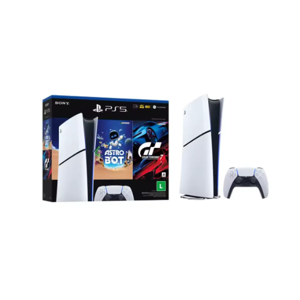 PlayStation 5 Slim Edição Digital 1TB 1 Controle Branco Sony com 2 Jogos (BR)
