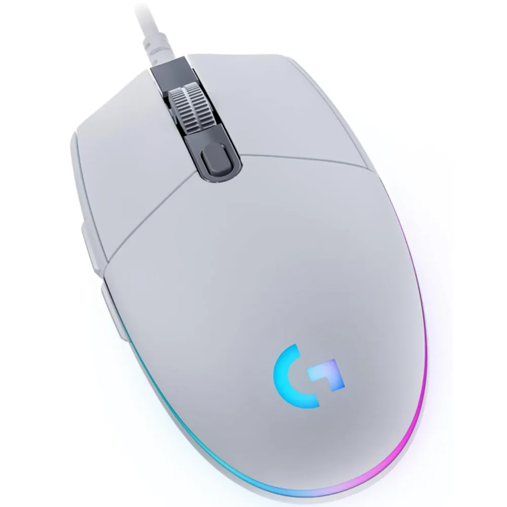 Mouse Gamer Logitech G203 LIGHTSYNC RGB, Efeito de Ondas de Cores, 6 Botões Programáveis e Até 8.000 DPI - Branco