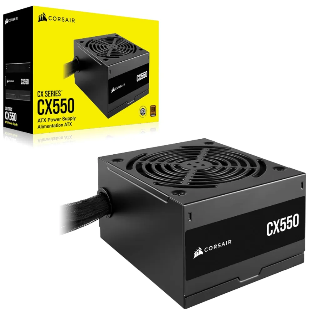 CORSAIR CX550 80 Plus Bronze Não Modular Baixo Ruído ATX 550 Watt Fonte de Alimentação - NA - Preto