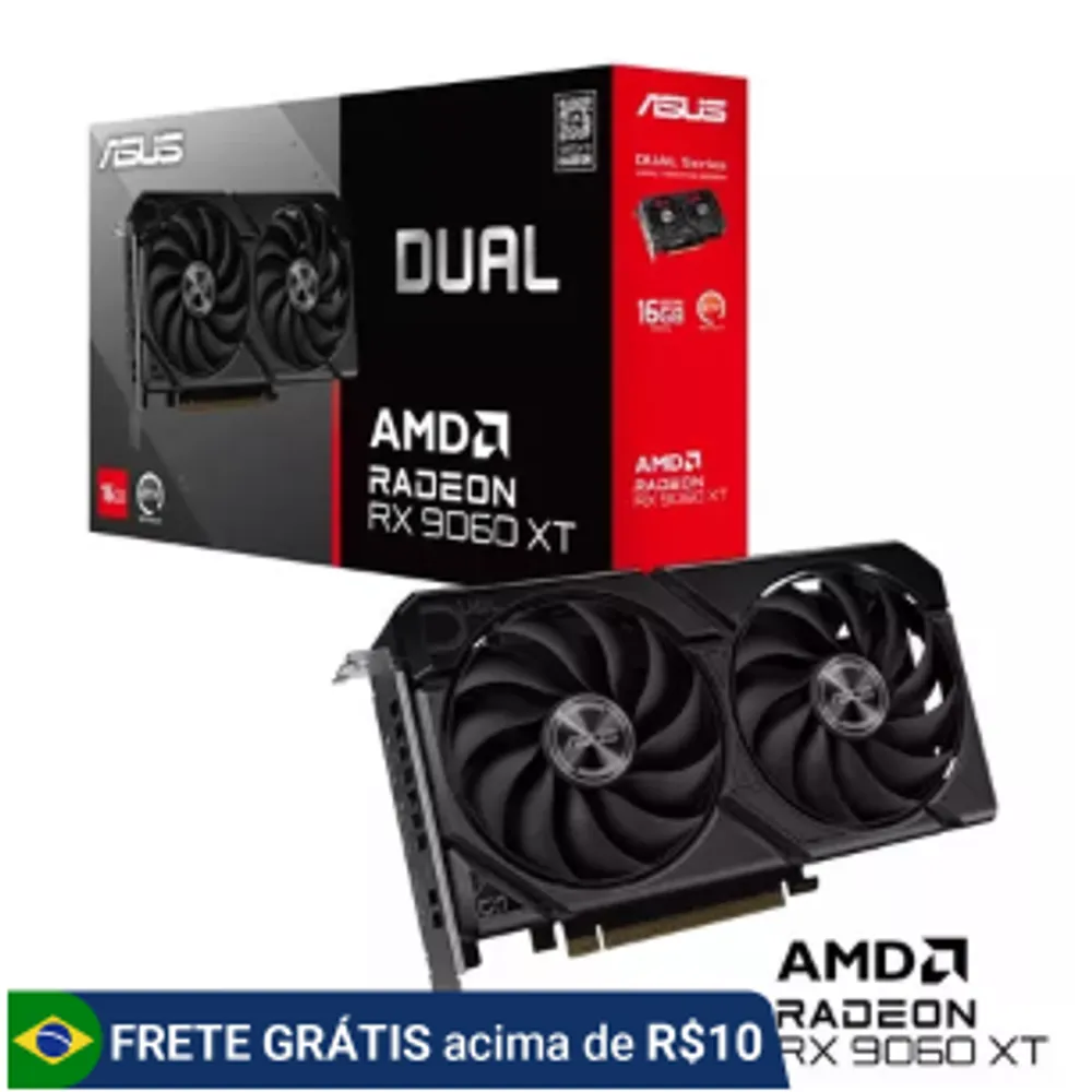 Placa de vídeo AMD Radeon ASUS RX9060XT Dual Series 16GB GDDR6 90YV0LG2-M0NA00