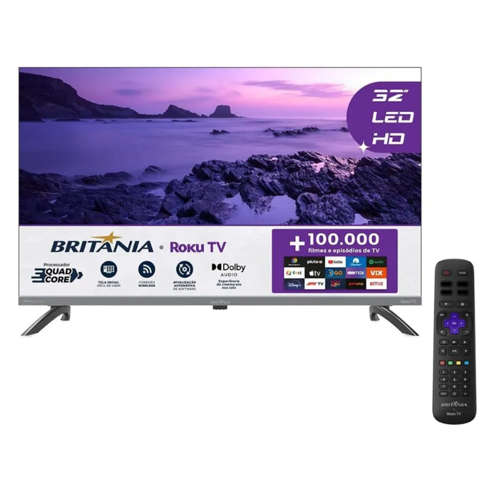 Smart TV 32" Britânia B32KRA Roku TV