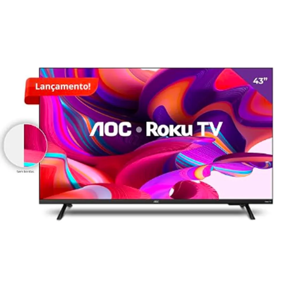 AOC 43S5135/78G - Smart TV LED 43" Full HD, Design sem bordas, Wifi, Conversor Digital, USB, HDMI