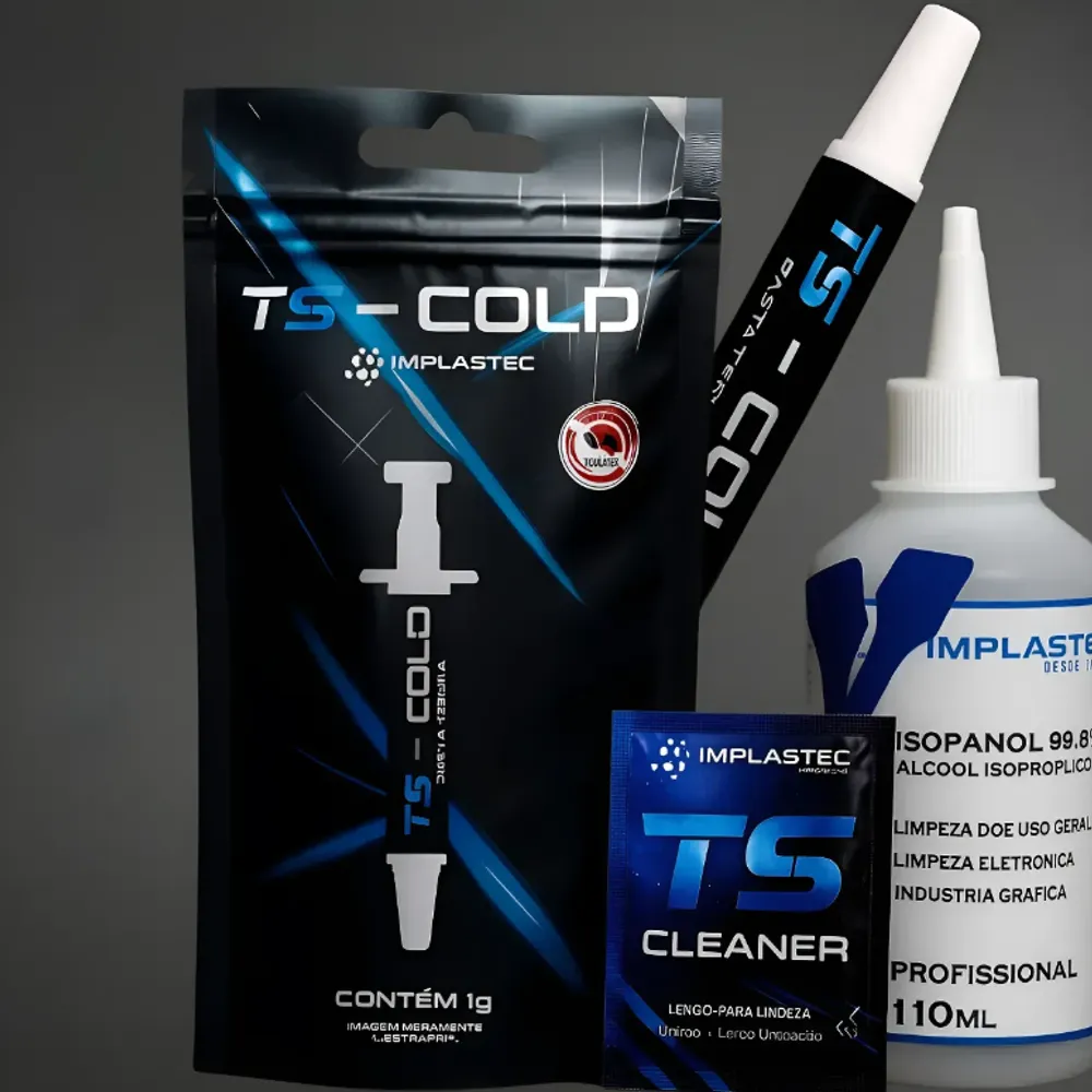 Kit Pasta Térmica Gamer Ts Cold Álcool Isoprolíco Implastec