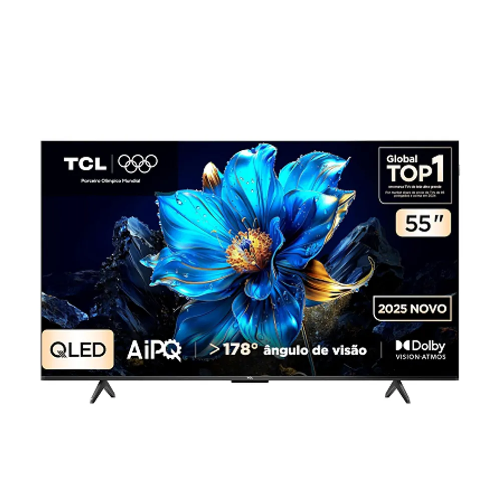Smart TV TCL 55 Polegadas QLED 4K P7K WiFi Bluetooth Google TV HDR10+ Dolby Atmos Dolby Vision 55P7K
