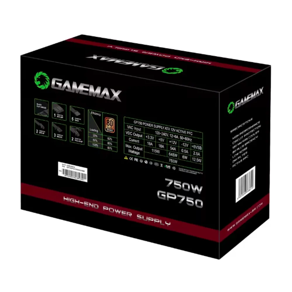 Fonte De Alimentação 750W 80 Plus Bronze GP750 Gamemax - ESTOQUE NO BRASIL 🇧🇷 LINK 0078