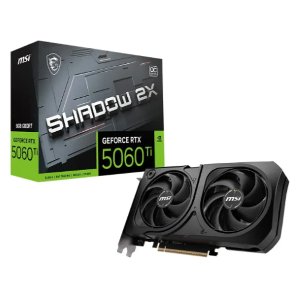 Placa de Vídeo MSI GeForce RTX 5060 Ti 8G SHADOW 2X OC PLUS NVIDIA GeForce, 8GB GDDR7, 128-bit - G506T-8S2CP