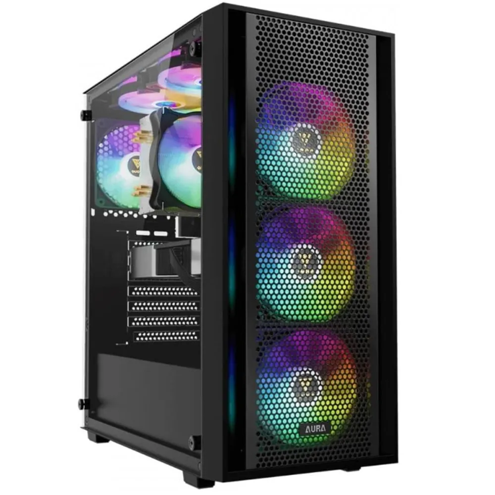 Gabinete Gamer Gamdias Aura GC2 Elite ARGB Preto com 4 fans AURA GC2 ELITE ARGB