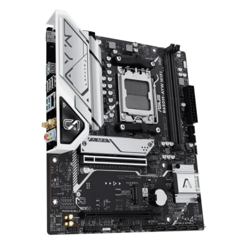 Placa-MãPLACA MAE (AMD) ASUS B650M-AYW WIFI DDR5 AM5 e ASUS B650M-AYW WIFI mATX, AM5, DDR5, PCIe 5.0, Wi-Fi 6 90MB1KI0-M0EAY0