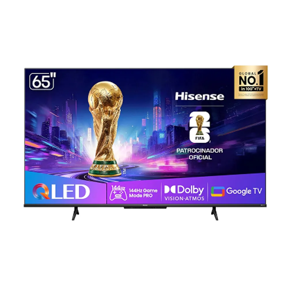 Hisense Smart TV UHD 4K QLED 65" Polegadas 65Q7QG Google TV Modo Jogo Pro 144 Hz, AMD FreeSync Premium, Dolby Vision Atmos e Compatível com Alexa