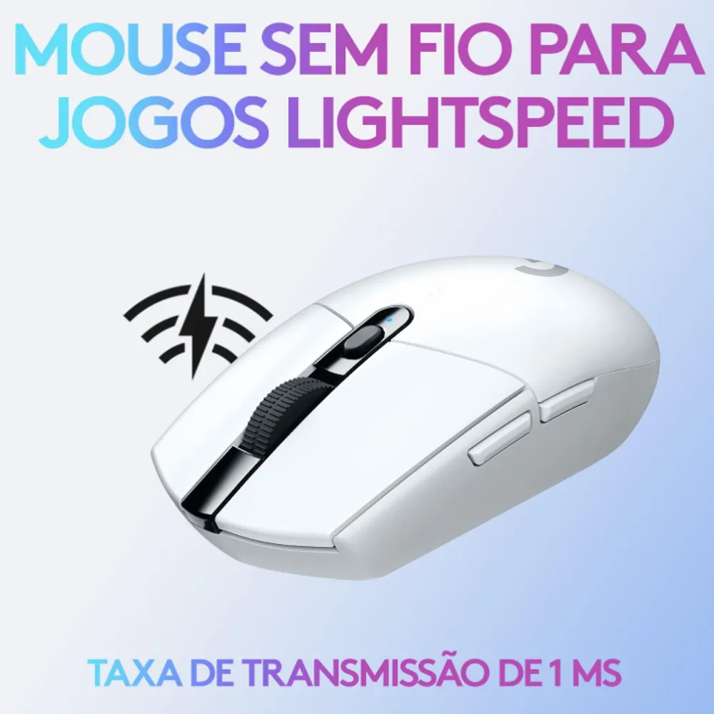 Mouse Gamer Sem Fio Logitech G305 LIGHTSPEED com 6 Botões Programáveis e Até 12.000 DPI - Branco