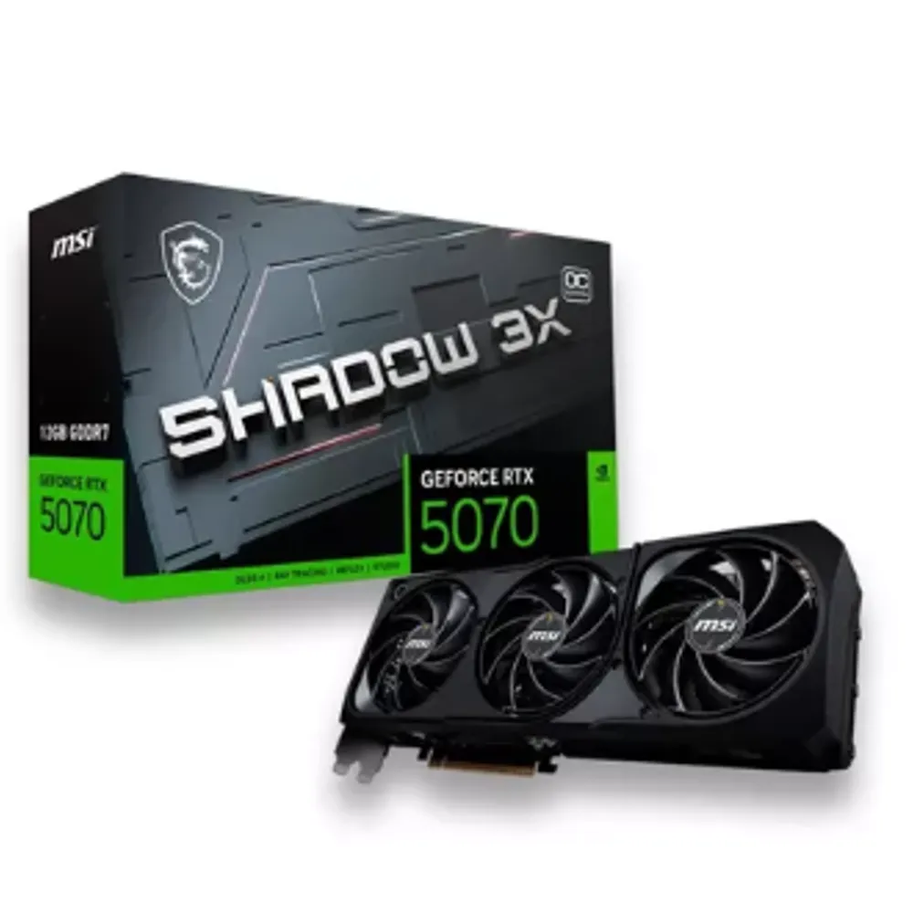 Placa de Vídeo NVIDIA GeForce MSI RTX5070 12GB GDDR7 192ITS Shadow 3X OC - 912-V532-008