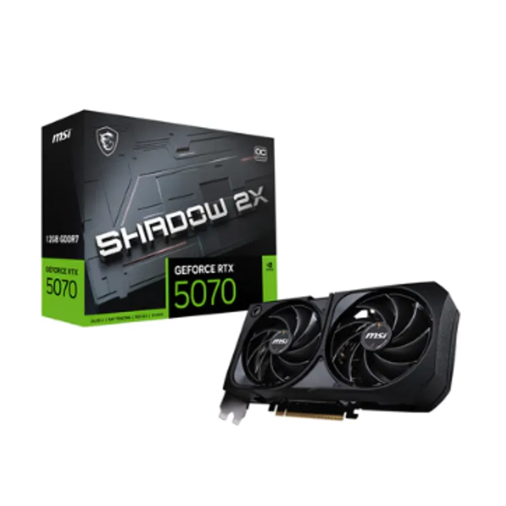 Placa de Vídeo MSI GeForce RTX 5070 Shadow 2X OC, 12GB, GDDR7, 192-bit, 912-V532-076