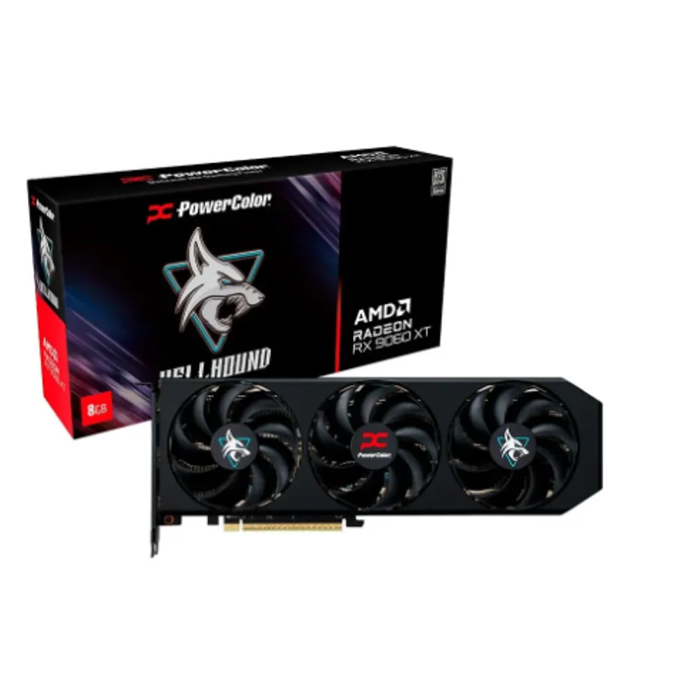 Placa de Vídeo PowerColor RX 9060 XT Hellhound AMD Radeon, 8GB, GDDR6, 128bits, Tripe Fan, OpenGL 4.6 - RX9060XT 8G-L/OC