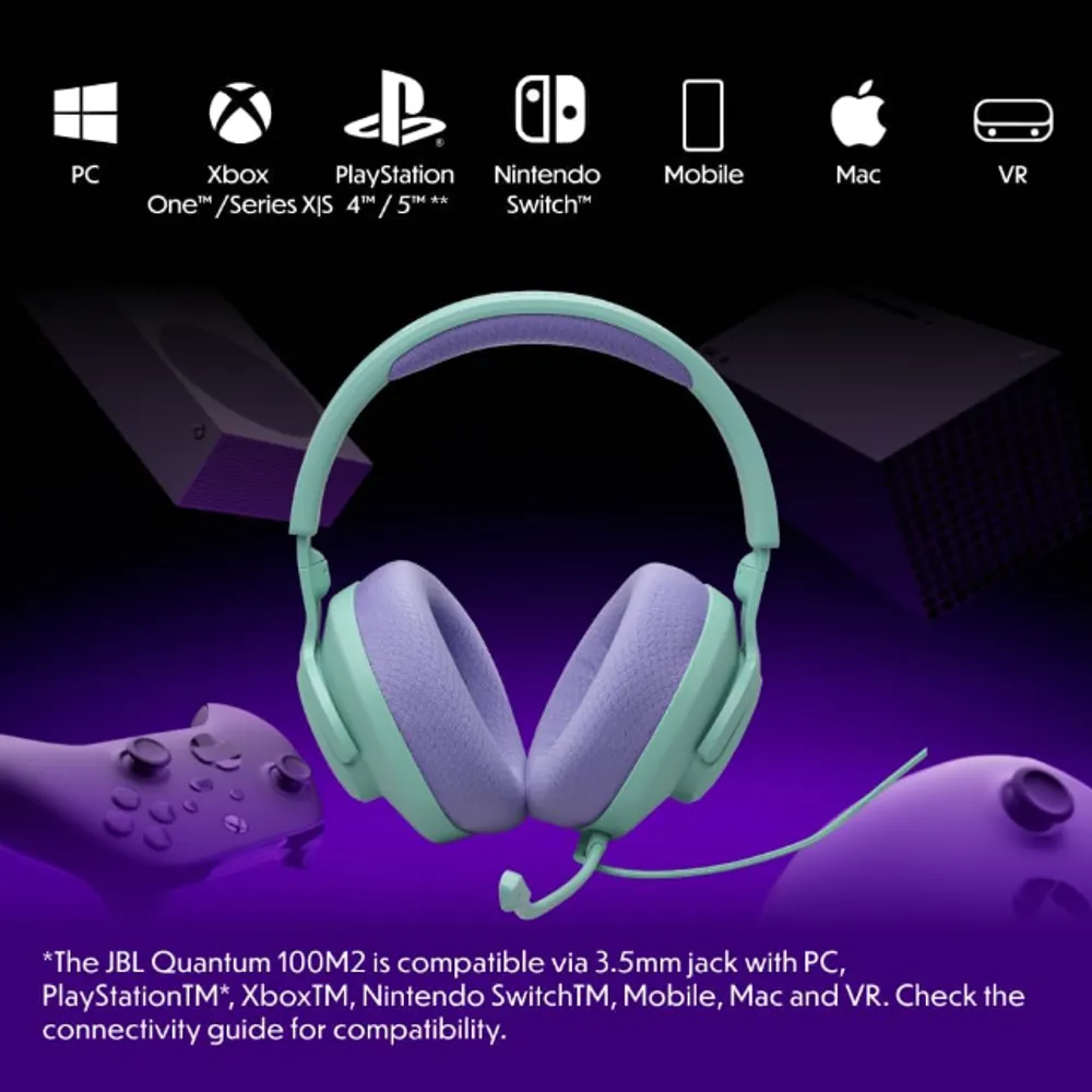 JBL, Fone de Ouvido Com Fio, JBL, Quantum 100M2, Headset Gamer, Over Ear, Microfone Removível - Verde